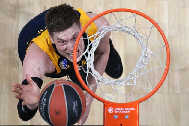 MOSCOW REGION, RUSSIA - MARCH 6, 2020: Khimki Moscow Region s Jonas Jerebko in a 2019 2020 Euroleague Regular Season Round 28 basketball match between Khimki Moscow Region and Fenerbahce Istanbul at Mytishchi Arena. Khimki Moscow Region won 82-68. Gavriil Grigorov TASS  TS0D11E2