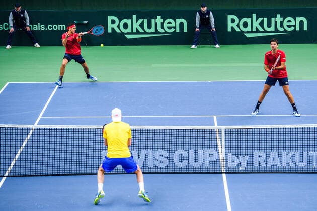 2020307 Alejandro Tabilo and Marcelo T Barrios Vera of Chile during a Davis Cup qualification tennis match between Sweden and Chile on March 7, 2020 in Stockholm,  Copyright: ERIKxSIMANDER BB200307BB227