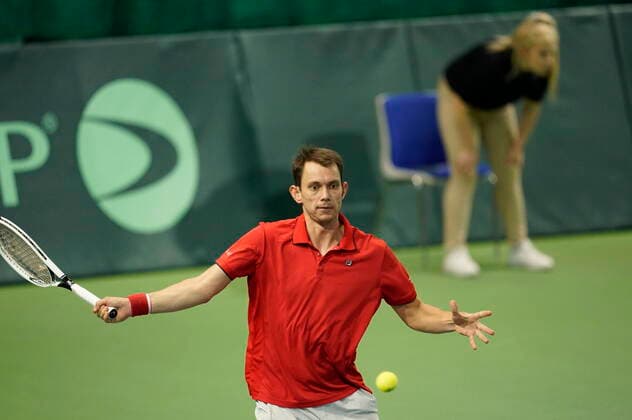 Denmark meets Puerto Rico in Davis Cup in Holbaek Sportsby, Saturday, March 7, 2020, Holbaek,  Copyright: ClausxBechx cop103 spdk20200307-142304-L