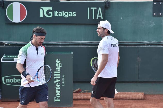 Photo LaPresse Tocco Alessandro March 7, 2020 Cagliari - Italy TennisDavis Cup - Italy vs South Korea Simone Bolelli Fabio Fognini(ITA) c. Ji Sung Nam Min-Kyu Song (KOR)In The pic Simone Bolelli Fabio Fognini(ITA)  Copyright: xToccoxAlessandrox LaPressex