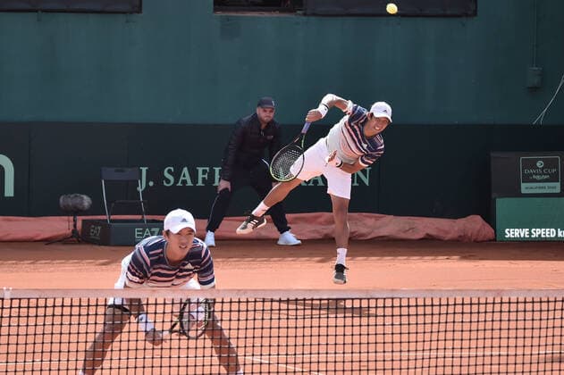 Photo LaPresse Tocco Alessandro March 7, 2020 Cagliari - Italy TennisDavis Cup - Italy vs South Korea Simone Bolelli Fabio Fognini(ITA) c. Ji Sung Nam Min-Kyu Song (KOR)In The pic c. Ji Sung Nam Min-Kyu Song (KOR)  Copyright: xToccoxAlessandrox LaPressex