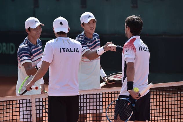 Photo LaPresse Tocco Alessandro March 7, 2020 Cagliari - Italy TennisDavis Cup - Italy vs South Korea Simone Bolelli Fabio Fognini(ITA) c. Ji Sung Nam Min-Kyu Song (KOR)In The pic Simone Bolelli Fabio Fognini(ITA) c. Ji Sung Nam Min-Kyu Song (KOR)  Copyright: xToccoxAlessandrox LaPressex