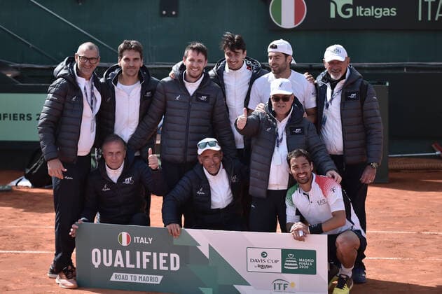 Tennis, Davis Cup, Italien - Südkorea Photo LaPresse Tocco Alessandro March 7, 2020 Cagliari - Italy TennisDavis Cup - Italy vs South Korea Simone Bolelli Fabio Fognini(ITA) c. Ji Sung Nam Min-Kyu Song (KOR)In The pic celebrates  Copyright: xToccoxAlessandrox LaPressex