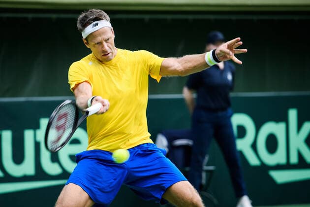 200307 Robert Lindstedt of Sweden during a Davis Cup qualification tennis match between Sweden and Chile on March 7, 2020 in Stockholm,  Copyright: ERIKxSIMANDER BB200307BB495