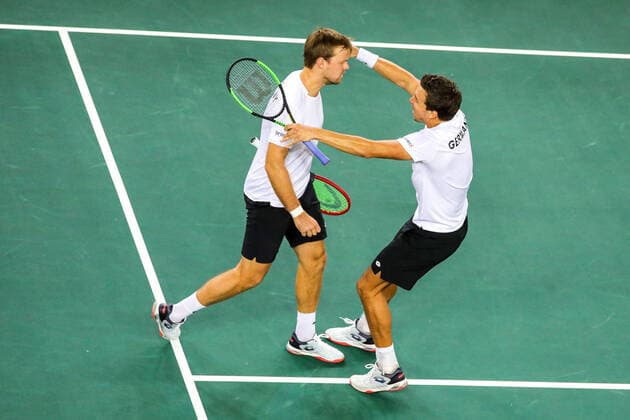 Kevin KRAWIETZ GER and Andreas MIES GER , Davis Cup Qualification 2020 Germany vs Belarus, Düsseldorf, 07 03 2020,