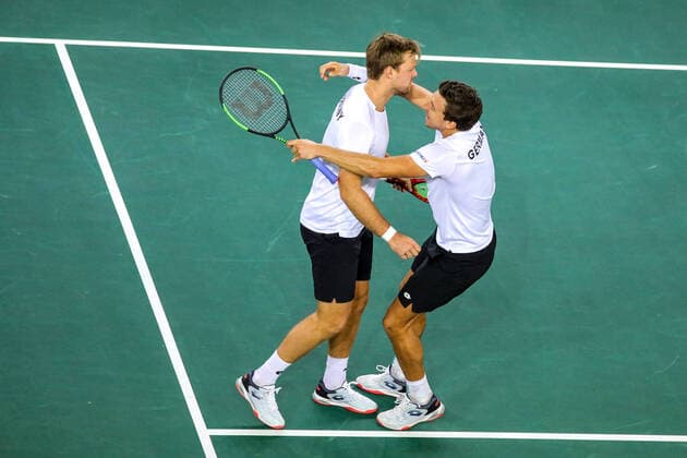 Kevin KRAWIETZ GER and Andreas MIES GER , Davis Cup Qualification 2020 Germany vs Belarus, Düsseldorf, 07 03 2020,