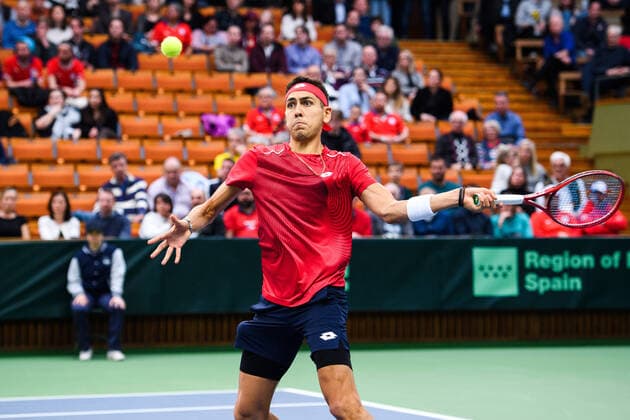 200307 Alejandro Tabloi of Chile during a Davis Cup qualification tennis match between Sweden and Chile on March 7, 2020 in Stockholm,  Copyright: ERIKxSIMANDER BB200307BB702