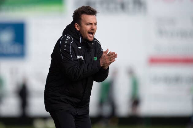 Rödinghausen, Germany 07 03 2020 Regionalliga West 2019 2020 SV Rödinghausen vs Borussia Dortmund II Enrico Maaßen Coach Rödinghausen Rödinghausen Rödinghausen North Rhine-Westphalia Germany Häcker Wiehenstadion