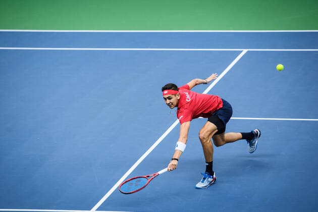 200307 Alejandro Tabilo of Chile during a Davis Cup qualification tennis match between Sweden and Chile on March 7, 2020 in Stockholm,  Copyright: ERIKxSIMANDER BB200307BB874
