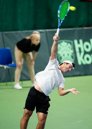 Single between Frederik Loechte Nielsen and Ignacio Garcia Denmark meets Puerto Rico in Davis Cup in Holbaek Sportsby, Saturday, March 7, 2020, Holbaek Denmark,  Copyright: ClausxBechx cop103 spdk20200307-155636-L