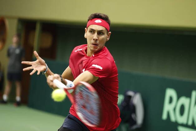 Chile s Alejandro Tabilo during the Davis Cup qualifier between Sweden s Mikael Ymer and Chile s Alejandro Tabilo in the Royal Tennis Hall in Stockholm, Sweden on March 7, 2020 Photo Christine Olsson TT Stockholm Sweden x10430x,  Copyright: xChristinexOlsson TTx DAVIS CUP SWEDEN-CHILE