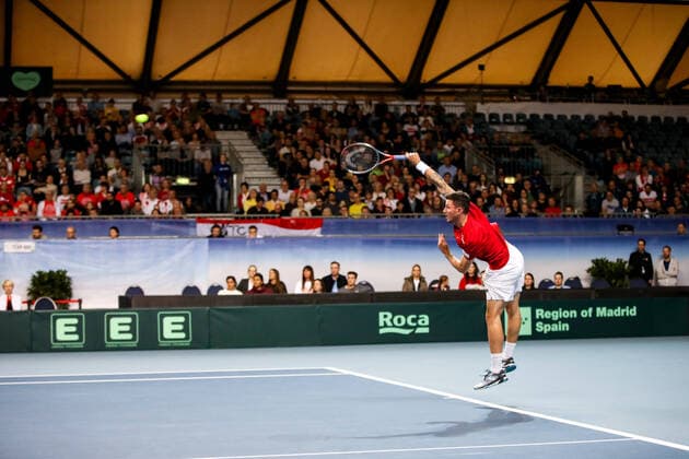 TENNIS - Davis Cup, AUT vs URU PREMSTAETTEN,AUSTRIA,07.MAR.20 - TENNIS - ITF Davis Cup, Austria vs Uruguay. Image shows Dennis Novak (AUT). GEPAxpictures xMaticxKlansek