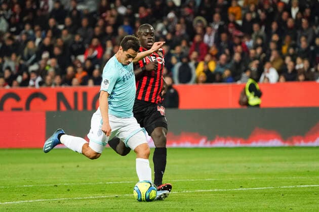 Wissam Ben Yedder (AS Monaco) - Malang Sarr (OGC Nice) FOOTBALL : OGC Nice vs AS Monaco - Ligue 1 Conforama - Nice - 07 03 2020 NorbertScanella PanoramiC 