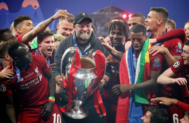 UEFA Champions League Final 2019 Tottenham Hotspurs FC Liverpool Spain, Madrid, 01 06 2019, Football, UEFA Champions League, Season 2018 2019, Final in Madrid, Tottenham Hotspurs FC Liverpool 0 2 Jürgen Klopp Coach FC Liverpool after winning the CL with the cup trophy, DFL DFB REGULATIONS PROHIBIT ANY USE OF PHOTOGRAPHS AS IMAGE SEQUENCES AND OR QUASI VIDEO