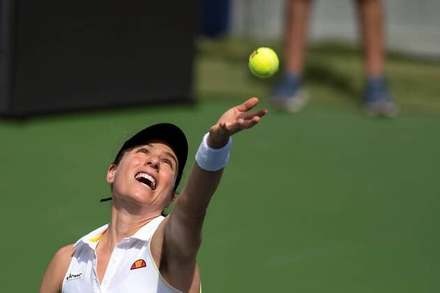 English tennis player Johanna Konta in action against Czech Marie Bouzkova during a match for the semifinals of the Monterrey Tennis Open, in Monterrey, Mexico, 07 March 2020. Monterrey Open Semifinals !ACHTUNG: NUR REDAKTIONELLE NUTZUNG!  Copyright: xMiguelxSierrax AME2210 20200308-637192303093554914