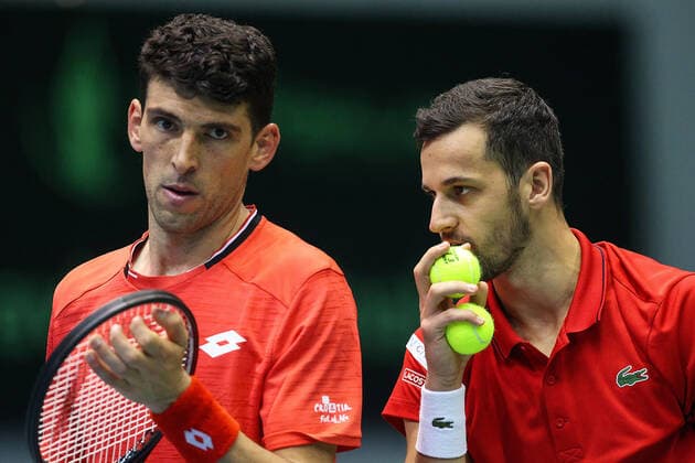 Davis Cup qualifiers doubles - Zagreb, Croatia 07.03.2020., Dom Sportova Hall, Zagreb, Croatia - Davis Cup first round Qualifiers doubles between Croatia and India, Mate Pavic, Franko Skugor - Rohan Bopanna, Leander Paes. GoranxStanzl PIXSELL