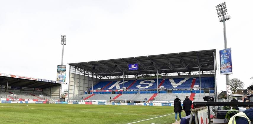 08 03 2020 Football Season 2019 2020 2 Football Bundesliga 25 Matchday KSV Holstein Kiel SpVgg Greuther Fürth Cloverleaf DFL REGULATIONS PROHIBIT ANY USE OF PHOTOGRAPHS AS IMAGE SEQUENCES AND OR QUASI VIDEO Impression Stadium Tribune Sports facility