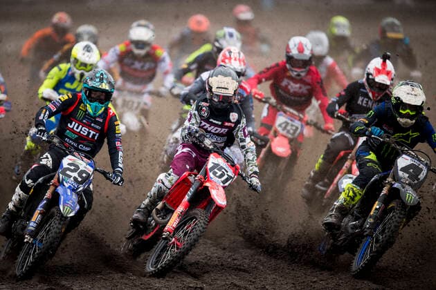 Bilder des Jahres 2020, Sport 03 März Sport Bilder des Tages Motocross riders pictured in action at the start of the motocross MXGP Dutch Grand Prix, the second race of the FIM Motocross World Championship, WM, Weltmeisterschaft Sunday 08 March 2020 in Valkenswaard, The Netherlands. JASPERxJACOBS  x05779405x