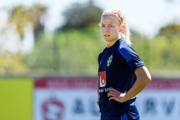 200308 Hanna Glas during a practice with the Swedish women?s national football team ahead of Algarve Cup 2020 on March 8, 2020 in Albufeira Photo Ludvig Thunman BILDBYRAN kod LT 35755 bbeng fotboll soccer football women dam algarve cup 2020 sverige sweden practice,  Copyright: LUDVIGxTHUNMAN BB200308LT019