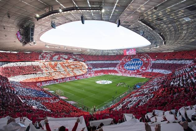 Fans FC Bayern Muenchen with Choreogrphie 120Jafre, FC Bayern Muenchen vs FC Augsburg, 1 Bundesliga, 08 03 2020, DFB regulations prohibit any use of photographs as image sequences and or quasi video Muenchen Bayern Deutschland Copyright: xkolbert-press ChristianxKolbertx