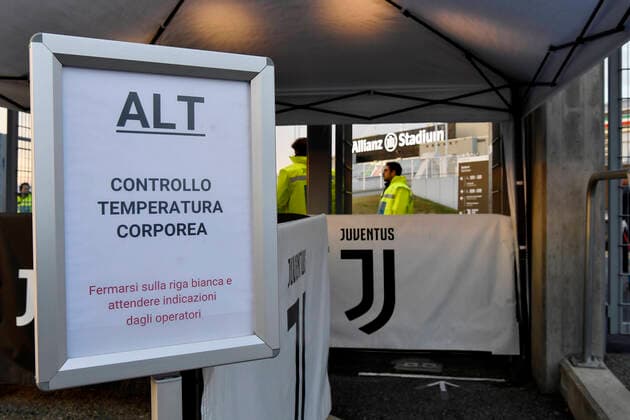 Photo Marco Alpozzi LaPresse March 08, 2020 Turin, Italy NewsCOVID-19 (Coronavirus) emergency in Piedmont - Security checks at Juventus Stadium before the match against Inter Milan. In the pic: Security checks  Copyright: xLaPresse MarcoxAlpozzix