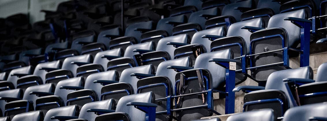 08 03 2020 Ice Hockey Season 2019 2020 DEL 52 Matchday Thomas Sabo Ice Tigers Icetigers Nürnberg Düsseldorfer EG ThHa empty seats, empty ranks in the Arena Nürnberger Versicherung symbol image