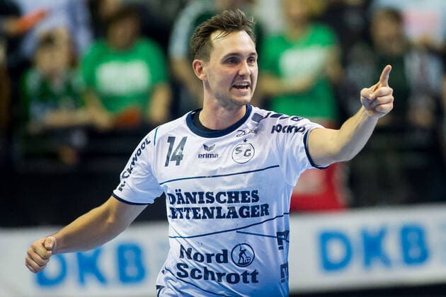 08 03 2020, xfrx, Handball HBL Bundesliga, Fuechse Berlin SG Flensburg Handewitt emspor, v l Hampus Wanne SG Flensburg Handewitt DFL DFB REGULATIONS PROHIBIT ANY USE OF PHOTOGRAPHS as IMAGE SEQUENCES and or QUASI VIDEO Berlin