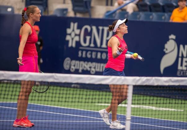 The duo formed by the Canadian tennis player Sharon Fichman (R) and the Ukrainian Kateryna Bondarenko (L) claim to te referee for a play against the duo of the Japanese Miyu Kato and the Chinese Yafan Wang, during the women s doubles final of the Monterrey Tennis Open, in Monterrey, Mexico, 08 March 2020. Monterrey Open: Women s Doubles Final !ACHTUNG: NUR REDAKTIONELLE NUTZUNG!  Copyright: xMiguelxSierrax AME2703 20200308-637193078106298229