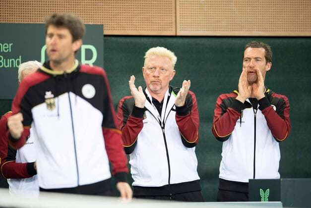 Boris BECKER GER Head of Tennis applauds, l Captain Michael KOHLMANN GER Jan Lennard STRUFF GER Ilja IWASCHKA Ilya IVASHKA, BLR on 06 03 2020 Tennis Davis Cup Qualification Round, Germany GER Belarus BLR , of 06 03 07 03 2020 in Duesseldorf Germany Â