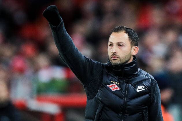 MOSCOW, RUSSIA - MARCH 9, 2020: Spartak Moscow s head coach Domenico Tedesco in the 2019 20 Russian Premier League Round 21 match between Spartak Moscow and FC Krasnodar at Otkrytie Arena; FC Krasnodar won 1-0. Sergei Bobylev TASS  TS0D15D6