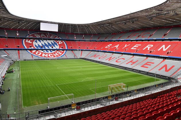 FC Bayern is now threatened by ghost games in the Allianz Arena because of the rampant Coronavirus Covid 19 Archive photo empty Allianz Arena, stadium, sports facilities, interior, empty ranks, empty Overview, FC Bayern Munich, on 27 08 2018