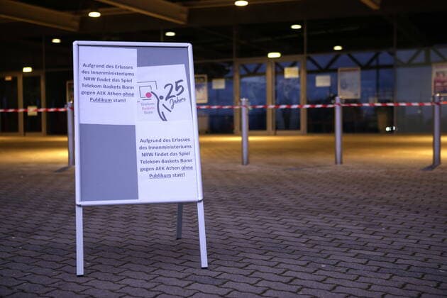 Telekom Baskets Bonn vs AEK Athens , Basketball Champions League game takes place without spectators because of coronavirus Photo Jörn Wolter MR:N