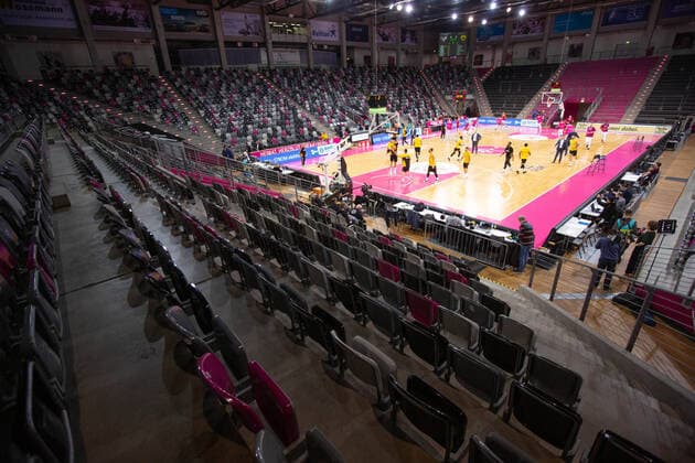 Bonn, Germany, 10 03 2020, Telekom Dome, Basketball, FIBA Champions League, Telekom Baskets Bonn vs AEK Athens The game will take place without an audience due to the decree of the Ministry of the Interior NRW