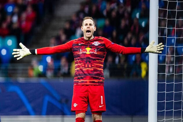 Peter Gulacsi 32 RB Leipzig with emotions during the round 2 of round 2 of 2 season 2019 2020 in the Champions League Men between RB Leipzig and Tottenham Hotspur Spurs in the Red Bull Arena on 10 March 2020 in Leipzig, Saxony Saxony , Germany Germany DFL REGULATIONS PROHIBIT ANY USE OF PHOTOGRAPHS AS IMAGE SEQUENCES AND OR QUASI VIDEO