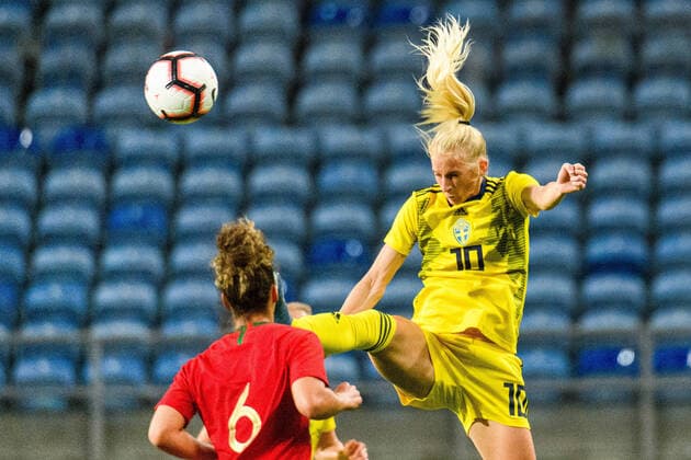 200310 Sofia Jakobsson of Sweden during the Algarve Cup match between Portugal and Sweden on March 10, 2020 in Faro Photo Ludvig Thunman BILDBYRAN kod LT 35758 bbeng football soccer football women dam algarve cup 2020 portugal sweden sweden,  Copyright: LUDVIGxTHUNMAN BB200310LT025