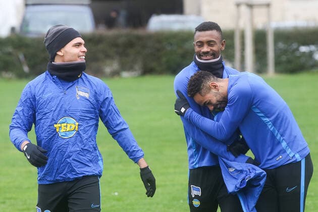 Karim Rekik, Salomon Kalou and Matheus Cunha at Hertha BSC training on the Hans Braun sports field on 11 03 20 in Berlin Hertha BSC training