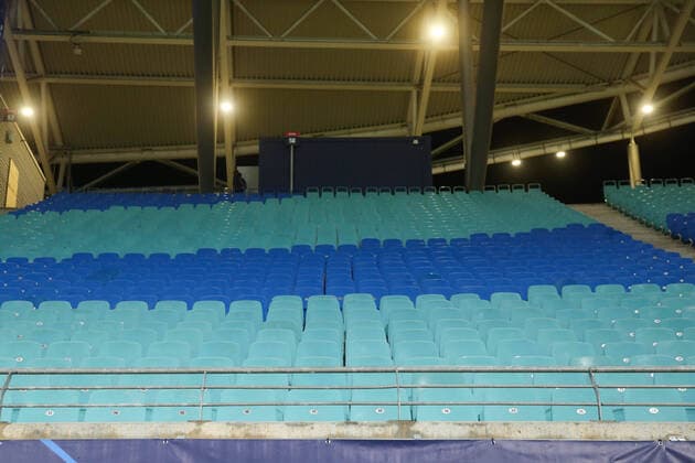 Red Bull Arena Leipzig after the game with empty ranks 1 Round of 16 Football Champions League Season 2019 2020 RB Leipzig vs Tottenham Hotspur in the Red Bull Arena in Leipzig Football,Germany,Man,Men,10 03 2020