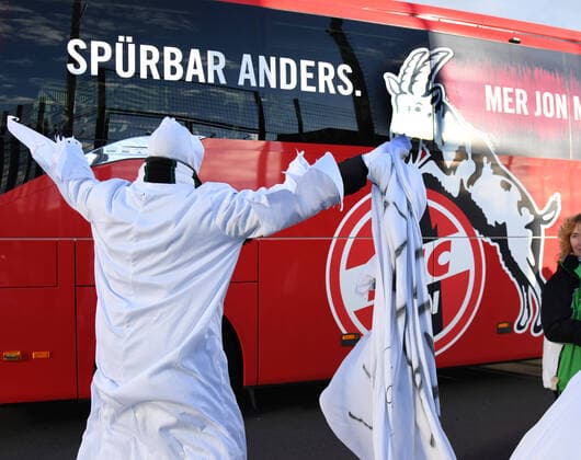 Borussia Mönchengladbach 1 FC Köln 11 03 2020 Gladbach fan dressed as a ghost receives the team bus of 1 FC Köln DFL REGULATIONS PROHIBIT ANY USE OF PHOTOGRAPHS AS IMAGE SEQUENCES AND OR QUASI VIDEO HM