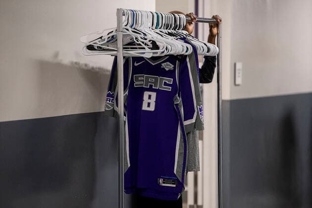 March 11, 2020, Sacramento, CA, USA: Sacramento Kings guard Bogdan Bogdanovic (8) jersey hangs on rack at the Golden 1 Center on Wednesday, March 11, 2020 in Sacramento after the NBA, Basketball Herren, USA suspends season after JazzÃ¢â‚¬â ¢s Rudy Gobert tests positive for coronavirus. Sacramento USA - ZUMAj89_ 20200311_zaf_j89_020 Copyright: xPaulxKitagakixJr.x