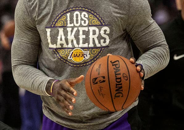 March 11, 2020, Los Angeles, CALIFORNIA, USA: NBA, Basketball Herren, USA suspends 2019-20 season until further notice after Rudy Gobert of the Utah Jazz reportedly tests positive for coronavirus, COVID-19. FILE PHOTO: A Los Angeles Lakers player with a NBA basketball during warmups prior to their NBA game with the Los Angeles Clippers on Sunday March 8, 2020 at the Staples Center in Los Angeles, California. JAVIER ROJAS PI Los Angeles USA - ZUMAp124 20200311_zaa_p124_016 Copyright: xJavierxRojasx