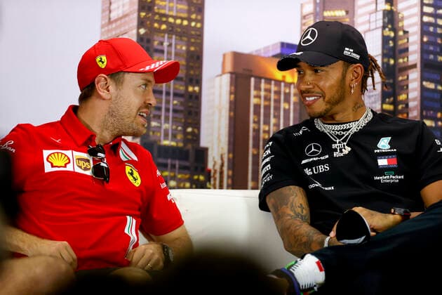 Motorsports: FIA Formula One World Championship, WM, Weltmeisterschaft 2020, Grand Prix of Australia, 5 Sebastian Vettel (GER, Scuderia Ferrari Mission Winnow), 44 Lewis Hamilton (GBR, Mercedes-AMG Petronas Formula One Team), Melbourne Australia