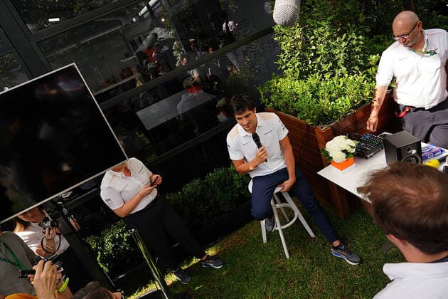 FORMULA 1 ROLEX AUSTRALIAN GRAND PRIX 2020 12 03 2020, Albert Park, Melbourne, FORMULA 1 ROLEX AUSTRALIAN GRAND PRIX 2020 , picture shows Carlos Sainz Jr SPA 55 , McLaren F1 Team answering the journalists questions nordphotoxBratic nph00250
