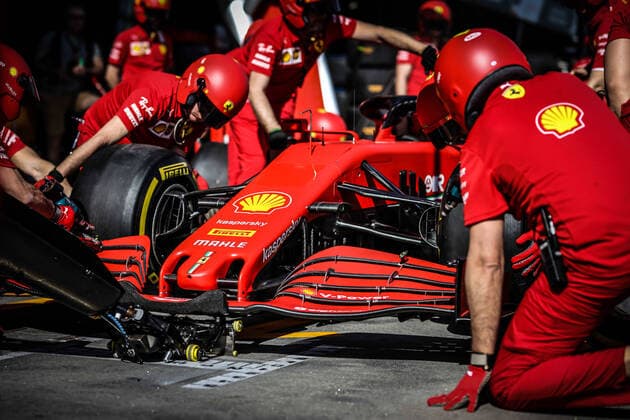 March 12, 2020: Melbourne, Australia - March 12 2020: Scuderia Ferrari Mission Winnow practicing pit stops before the 2020 Formula 1 Australian Grand Prix - ZUMAp121 20200312_zsp_p121_029 Copyright: xChrisxPutnamx