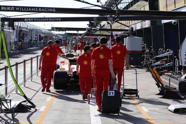 March 12, 2020: Melbourne, Australia - March 12 2020: Scuderia Ferrari Mission Winnow having cars scrutineered during the 2020 Formula 1 Australian Grand Prix - ZUMAp121 20200312_zsp_p121_035 Copyright: xChrisxPutnamx