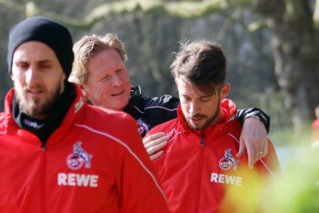 Training 1 FC Cologne 1 Football Bundesliga Season 2019 2020 Geißbockheim Cologne Germany 12 03 2020 Left Coach Markus Gisdol 1 FC Cologne Right Mark Uth 1 FC Cologne