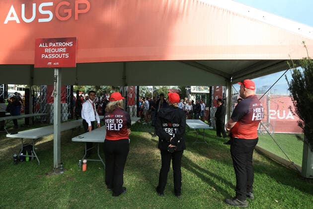 13th March 2020; Melbourne Grand Prix Circuit, Melbourne, Victoria, Australia; Formula One, Australian Grand Prix, Practice Day; Fans wait to be let into the circuit while they wait for news  ActionPlus12217368 Octane