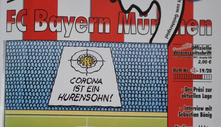 Football, Men, Season 2019 2020 26 Matchday, 1 Bundesliga, Ghost game between 1 FC Union Berlin and FC Bayern Munich, Official program of the game, the ghost game, on the cover Corona is a son of a bitch , 13 03 2020, Copyright: xMatthiasxKochx