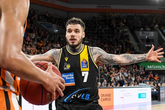GER, BBL, ratiopharm ulm vs MHP Giant Ludwigsburg 08 03 2020, ratiopharm arena, New Ulm, GER, BBL, ratiopharm ulm vs MHP Giant Ludwigsburg, in picture Konstantin Konga Ludwigsburg, 7 nordphotoxHafner nph00200