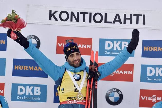 Bilder des Jahres 2020, Sport 03 März Sport Themen der Woche KW11 Sport Bilder des Tages Martin Fourcade of France celebrates victory and end of career after the men s 12,5 km Pursuit competition at the IBU Biathlon World Cup in Kontiolahti, Finland, on March 14, 2020. Fourcade ends his career now at the end of the season in Kontiolahti where he took his first World Cup victory exactly 10 years ago on March 14, 2010. Kontiolahti Finland LKFTJK20200314154302OLZN  Copyright: xJussixNukarix