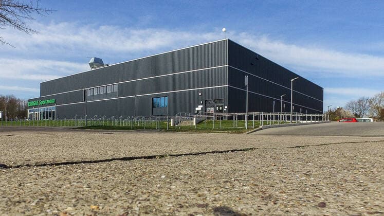 Erdgas Sportarena Venue of the Wildcats and Gisa Lions in the Handball and Basketball Bundesliga The game is stopped because of the Corona Virus Aerial view , Drone shot , DJI Inspire 1 Copyright xVIADATAx xHolgerxJohnx Halle Saale Sachsen Anhalt Germany